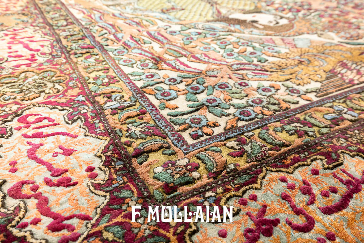 Kashan Mohtasham Pictorial Souf Silk Rug n°:549447